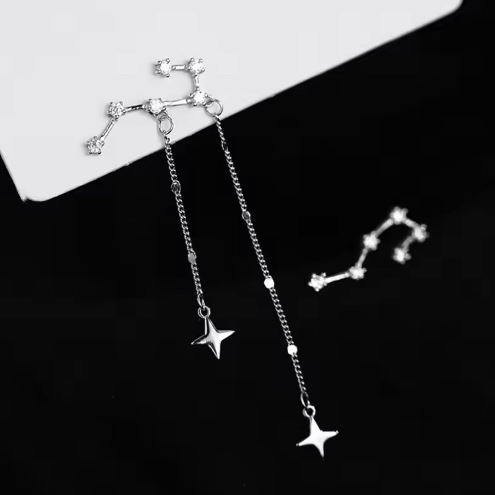 925 Sterling Silver Big & Little Dipper Constellation Star Stud Dangle Earrings - Picture 9 of 10